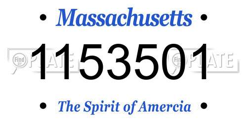 1153501 Massachusetts License Plate