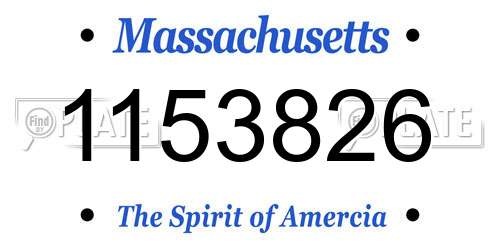 1153826 Massachusetts License Plate