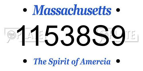 11538S9 Massachusetts License Plate