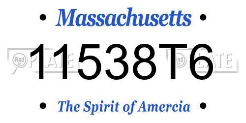 11538T6 Massachusetts License Plate