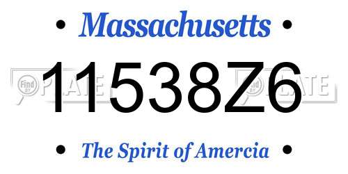 11538Z6 Massachusetts License Plate