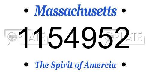 1154952 Massachusetts License Plate