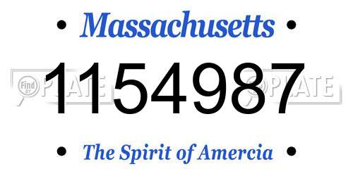 1154987 Massachusetts License Plate