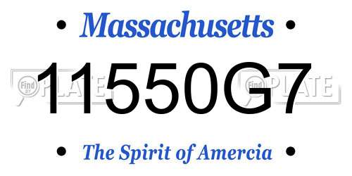 11550G7 Massachusetts License Plate