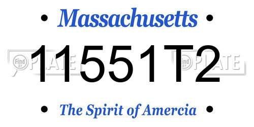11551T2 Massachusetts License Plate
