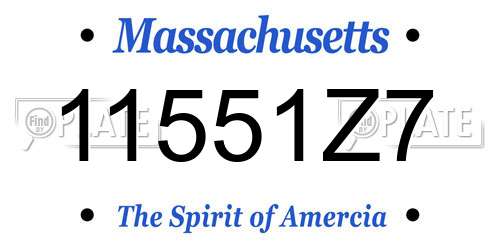 11551Z7 Massachusetts License Plate