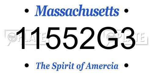 11552G3 Massachusetts License Plate