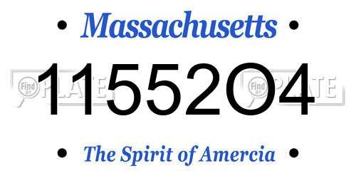 11552O4 Massachusetts License Plate