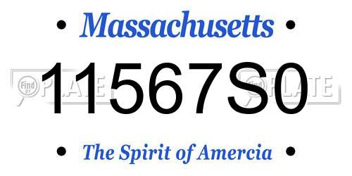 11567S0 Massachusetts License Plate