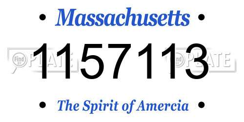 1157113 Massachusetts License Plate