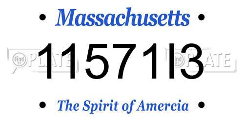 11571I3 Massachusetts License Plate