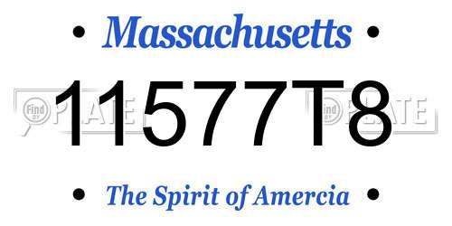 11577T8 Massachusetts License Plate