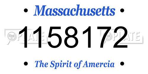 1158172 Massachusetts License Plate