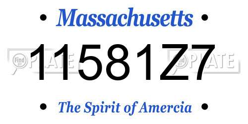 11581Z7 Massachusetts License Plate