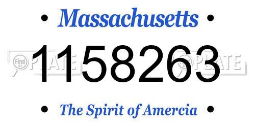1158263 Massachusetts License Plate