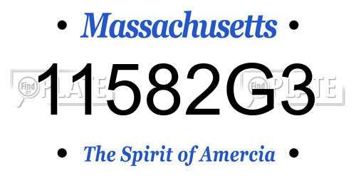 11582G3 Massachusetts License Plate