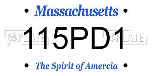 115PD1 Massachusetts License Plate