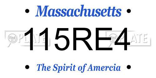115RE4 Massachusetts License Plate