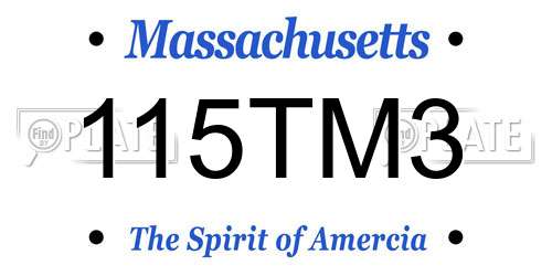 115TM3 Massachusetts License Plate