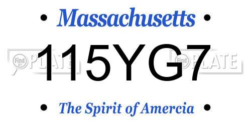 115YG7 Massachusetts License Plate
