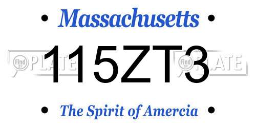 115ZT3 Massachusetts License Plate