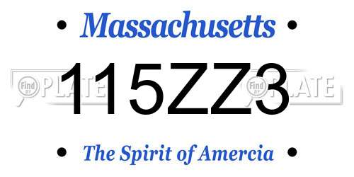 115ZZ3 Massachusetts License Plate