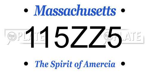 115ZZ5 Massachusetts License Plate