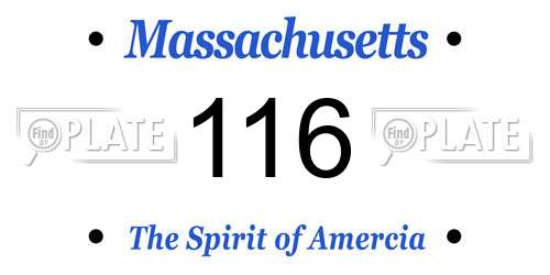116 Massachusetts License Plate