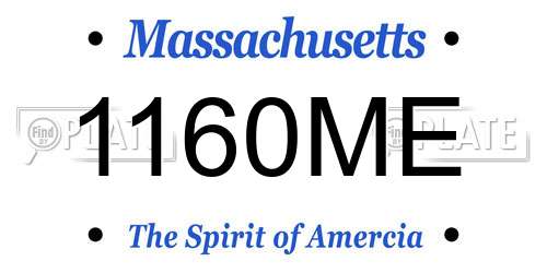 1160ME Massachusetts License Plate