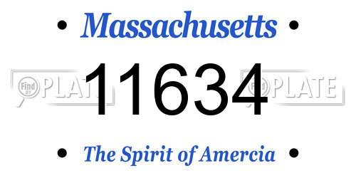 11634 Massachusetts License Plate