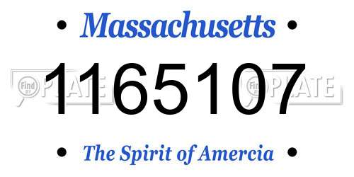 1165107 Massachusetts License Plate