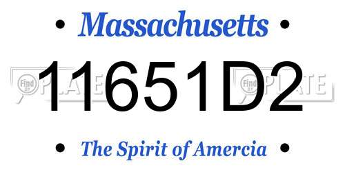 11651D2 Massachusetts License Plate