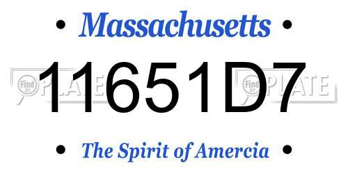 11651D7 Massachusetts License Plate