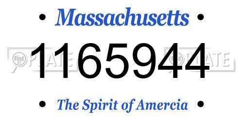1165944 Massachusetts License Plate
