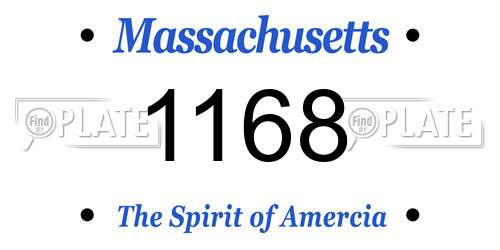 1168 Massachusetts License Plate