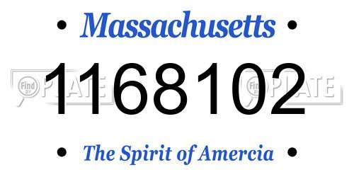 1168102 Massachusetts License Plate