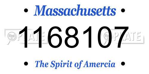 1168107 Massachusetts License Plate