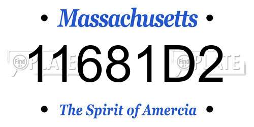11681D2 Massachusetts License Plate
