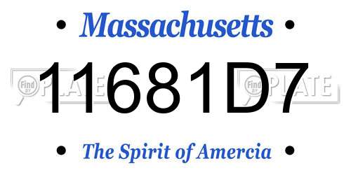 11681D7 Massachusetts License Plate