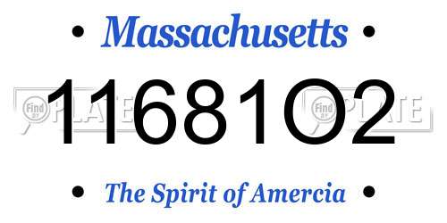 11681O2 Massachusetts License Plate