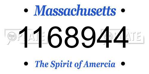 1168944 Massachusetts License Plate