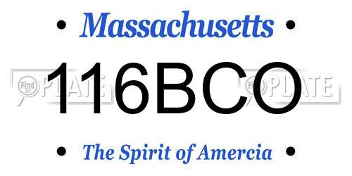 116BCO Massachusetts License Plate