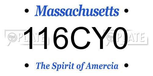 116CY0 Massachusetts License Plate