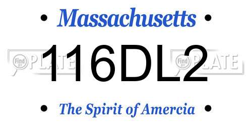 116DL2 Massachusetts License Plate