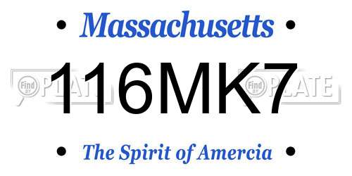 116MK7 Massachusetts License Plate
