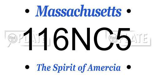 116NC5 Massachusetts License Plate