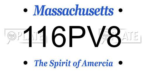 116PV8 Massachusetts License Plate