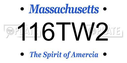 116TW2 Massachusetts License Plate