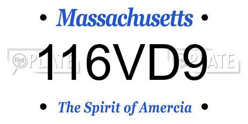 116VD9 Massachusetts License Plate