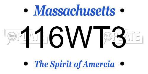116WT3 Massachusetts License Plate